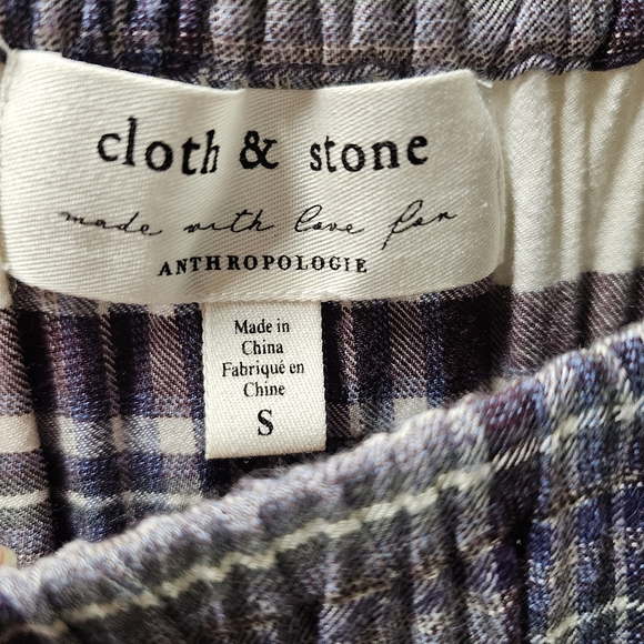 Anthropologie Cloth & Stone Plaid Long Sleeve Blouse size Small - Picture 3 of 5